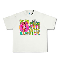 Pistachio Hello Summer Donut Girl Urban Heavy Tee - CowCowDesign