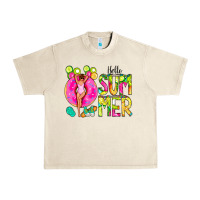 Sandshell Hello Summer Donut Girl Urban Heavy Tee - CowCowDesign