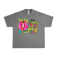 Tornado Hello Summer Donut Girl Urban Heavy Tee - CowCowDesign
