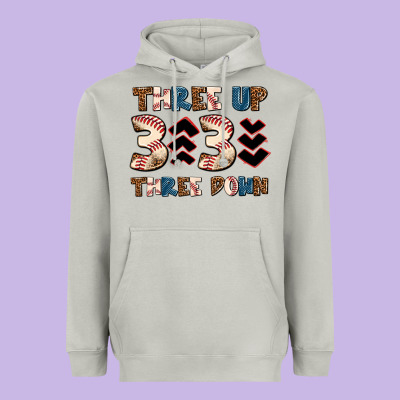 Three Up Three Down Heavyweight Hoodie Designed By Adodesignshop