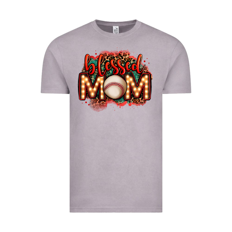 Blessed Baseball Mom Lightbulb Letters Vintage Tee by OliviaCreatesArt | Teevron