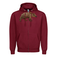 Burgundy bear Zipper Hoodie - BarkalooDesign