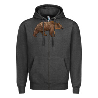 Charcoal Heather bear Zipper Hoodie - BarkalooDesign