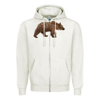Oatmeal Heather bear Zipper Hoodie - BarkalooDesign
