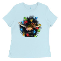 Baby Blue christmas black angus gnome Ladies Tee - CowGirlArtShop