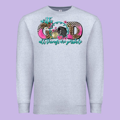 With God All Things Are Possible Race Premium Sweatshirt Designed By Adodesignshop