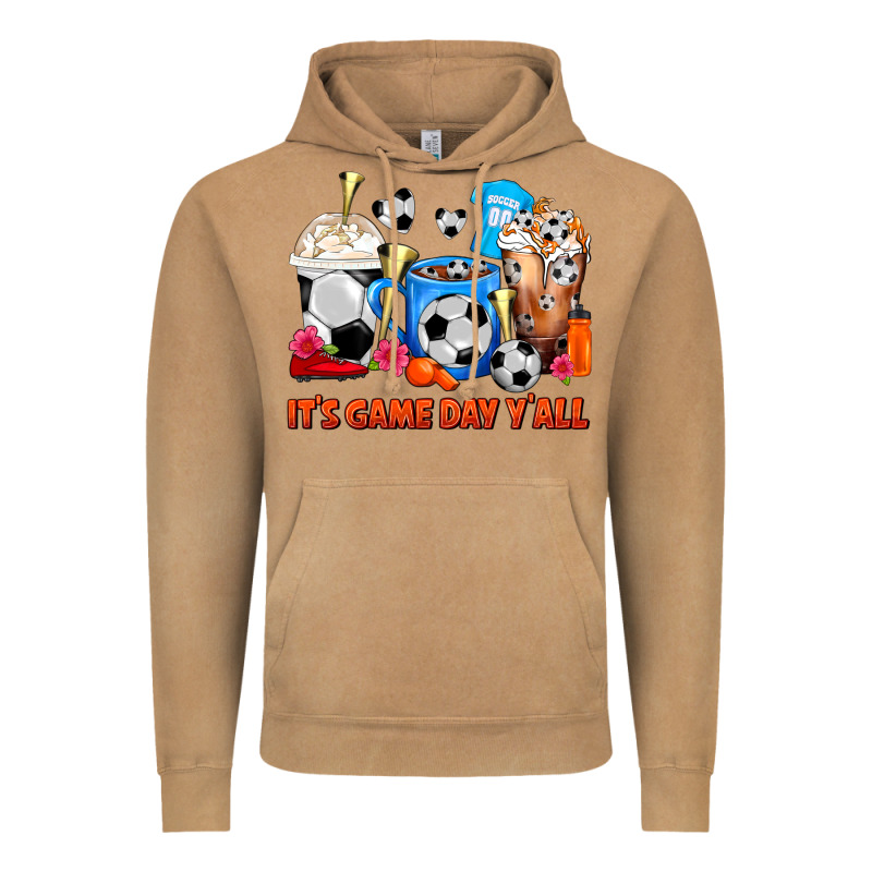 It's Game Day Y'all Soccer Coffee Cups Vintage Hoodie by FaDigitalArtStudio | Teevron