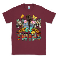 Burgundy mom of twins girls mother's day Classic Tee - CowGirlArtShop
