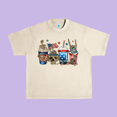 4th Of July Skeleton Coffee Cups Urban Heavy Tee Designed By Jasminsmagicworld