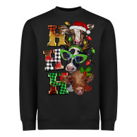 Black Christmas ho ho ho cow Heavyweight Sweatshirt - BarkalooDesign
