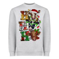 Heather Grey Christmas ho ho ho cow Heavyweight Sweatshirt - BarkalooDesign