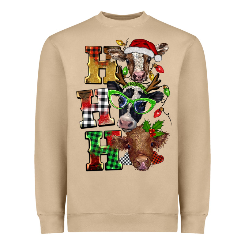 Christmas Ho Ho Ho Cow Heavyweight Sweatshirt by BarkalooDesign | Teevron