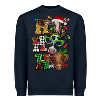 Navy Christmas ho ho ho cow Heavyweight Sweatshirt - BarkalooDesign