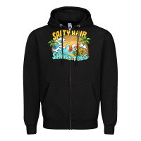 Black salty hair sandy toes summer Zipper Hoodie - BarkalooDesign