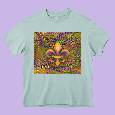 Mardi Gras Fleur De Lis Heavy Core Tee Designed By Ranaportraitstore