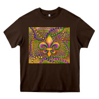 Chocolate Brown mardi gras fleur de lis Heavy Core Tee - RanaPortraitStore