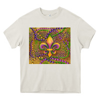 Cream mardi gras fleur de lis Heavy Core Tee - RanaPortraitStore