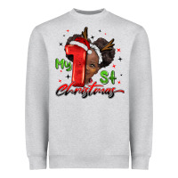 Heather Grey my first christmas african girl Heavyweight Sweatshirt - BarkalooDesign