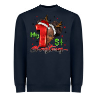 Navy my first christmas african girl Heavyweight Sweatshirt - BarkalooDesign