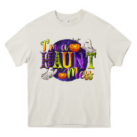 Cream I'm a Haunt Mess Heavy Core Tee - texasbilliewilder