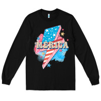 Black Merica leopard lightning bolt Long Sleeve Tee - FaDigitalArtStudio