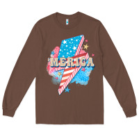 Chestnut Merica leopard lightning bolt Long Sleeve Tee - FaDigitalArtStudio