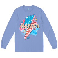 Colony Blue Merica leopard lightning bolt Long Sleeve Tee - FaDigitalArtStudio
