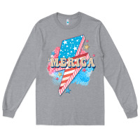 Heather Grey Merica leopard lightning bolt Long Sleeve Tee - FaDigitalArtStudio