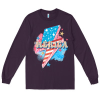 Plum Merica leopard lightning bolt Long Sleeve Tee - FaDigitalArtStudio