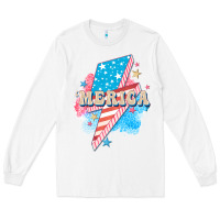 White Merica leopard lightning bolt Long Sleeve Tee - FaDigitalArtStudio