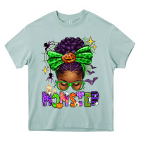 Arona Halloween Afro Messy Bun Momster Heavy Core Tee - texasbilliewilder
