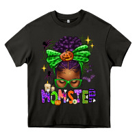 Asphalt Halloween Afro Messy Bun Momster Heavy Core Tee - texasbilliewilder