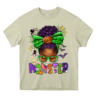 Mossy Halloween Afro Messy Bun Momster Heavy Core Tee - texasbilliewilder