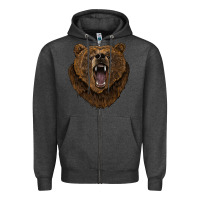 Charcoal Heather bear head Zipper Hoodie - BarkalooDesign