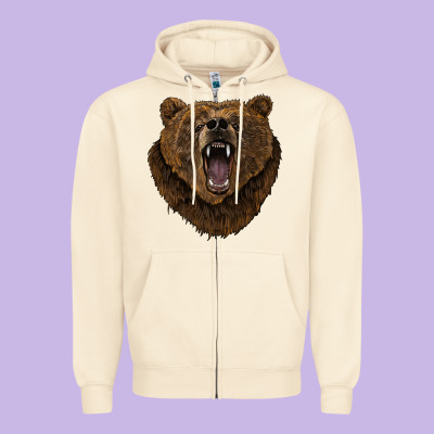 Bear Head Zipper Hoodie Designed By Barkaloodesign