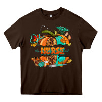Chocolate Brown pumpkin nurse Heavy Core Tee - NancyCooperArtShop