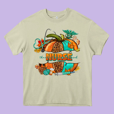 Pumpkin Nurse Heavy Core Tee Designed By Nancycooperartshop