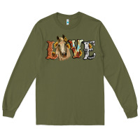 Army Green love horse sunflower Long Sleeve Tee - RanaPortraitStore