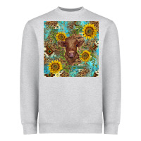 Heather Grey western highland cow Heavyweight Sweatshirt - BarkalooDesign