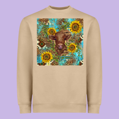 Western Highland Cow Heavyweight Sweatshirt Designed By Barkaloodesign