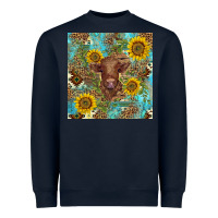 Navy western highland cow Heavyweight Sweatshirt - BarkalooDesign
