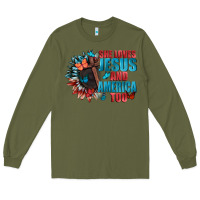 Army Green She love Jesus and America too Long Sleeve Tee - FaDigitalArtStudio