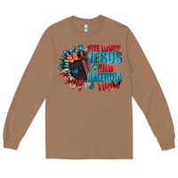 Toasted Coconut She love Jesus and America too Long Sleeve Tee - FaDigitalArtStudio