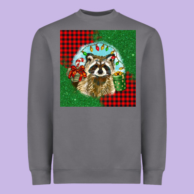 Christmas Raccoon Heavyweight Sweatshirt Designed By Barkaloodesign