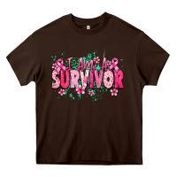 Chocolate Brown i am a survivor Heavy Core Tee - NancyCooperArtShop