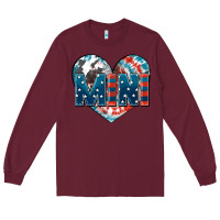 Burgundy American mini heart 4th of july Long Sleeve Tee - FaDigitalArtStudio