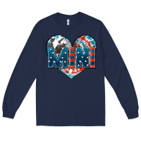 Navy American mini heart 4th of july Long Sleeve Tee - FaDigitalArtStudio