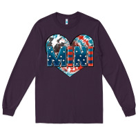 Plum American mini heart 4th of july Long Sleeve Tee - FaDigitalArtStudio