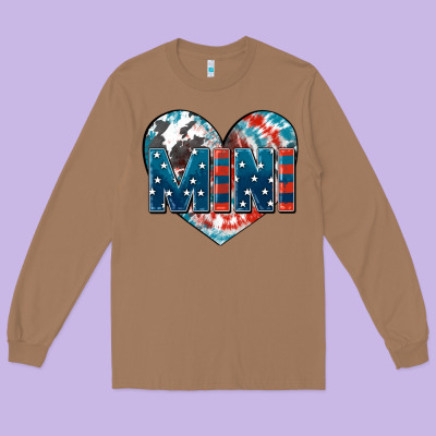 American Mini Heart 4th Of July Long Sleeve Tee Designed By Fadigitalartstudio