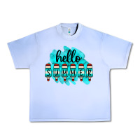 Grape Ice Hello Summer Serape Turquoise Urban Heavy Tee - CowCowDesign